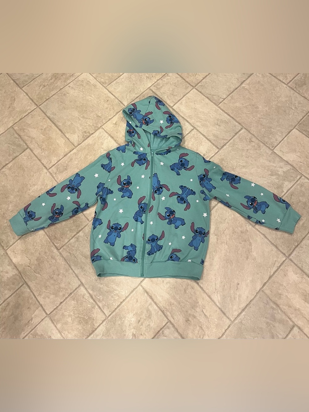 Disney Stitch mint green girl’s full zip hoodie. Size L(14)
